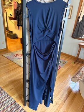 Navy Twist-Front Sleeveless Maxi Dress